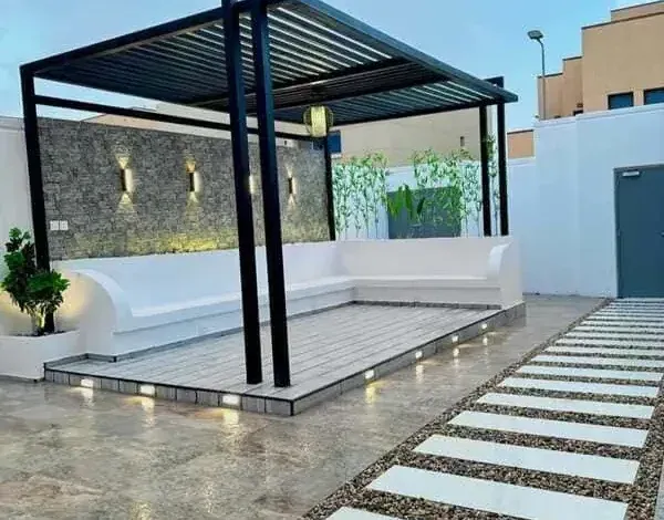 برجولات حديد شكل خشب للجلسات بالرياض 0532228615 مظلات وسواتر القاسم الحديثة